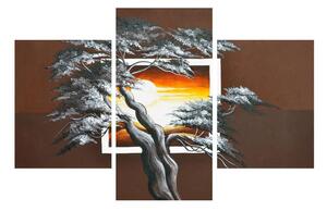 Moderní obraz stromu a východu slunce (90x60 cm)