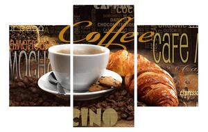 Obraz kávy a croissantů (90x60 cm)