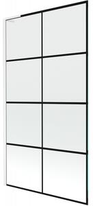 Mexen Next L, 1-křídlová vanová zástěna 100 x 150 cm, 6mm čiré sklo-černý vzor, ​​bílý profil, 895-100-000-03-77-20