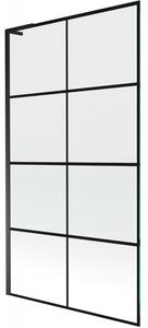Mexen Next L, 1-křídlová vanová zástěna 100 x 150 cm, 6mm čiré sklo-černý vzor, ​​černý profil, 895-100-000-03-77-70