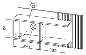 Závěsná police CATAWBA - dub wotan / černá