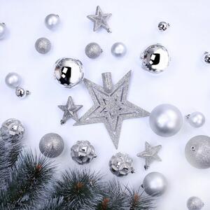 DecoKing Sada vánočních ozdob Star stříbrná, 100 ks