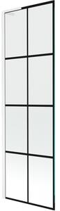 Mexen Next L, 1-křídlová vanová zástěna 60 x 150 cm, 6mm čiré sklo-černý vzor, ​​bílý profil, 895-060-000-03-77-20