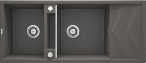 Deante Magnetic, 2-komorový granitový dřez s odkapávačem 1160x500x224 mm, antracitová metalíza, DEA-ZRM_T213