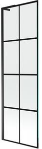 Mexen Next L, 1-křídlová vanová zástěna 60 x 150 cm, 6mm čiré sklo-černý vzor, ​​černý profil, 895-060-000-03-77-70