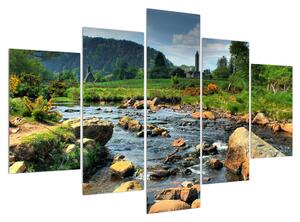 Obraz horské krajiny s řekou (150x105 cm)