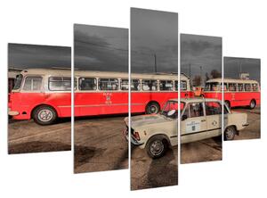 Obraz historických vozidel (150x105 cm)