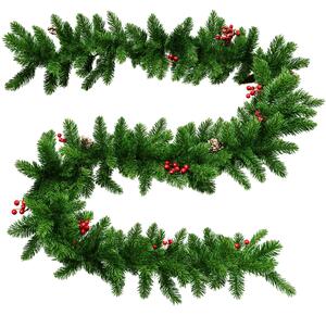 Vánoční girlanda jehličnan 2,7 m, šířka 35 cm – s bobulemi a šiškami