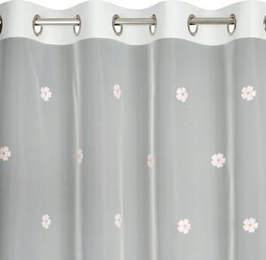 Bílá záclona s růžovými kvítky SELIN 140x250 cm