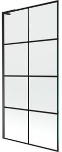 Mexen Next L, 1-křídlová vanová zástěna 90 x 150 cm, 6mm čiré sklo-černý vzor, ​​černý profil, 895-090-000-03-77-70