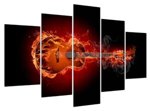 Obraz kytary v ohni (150x105 cm)