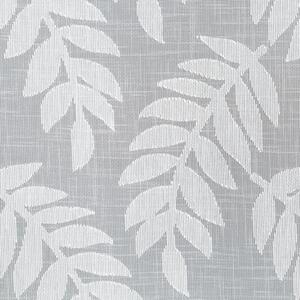 Bílá záclona zdobená vzorem listů TANA na kroužcích 140 x 250 cm