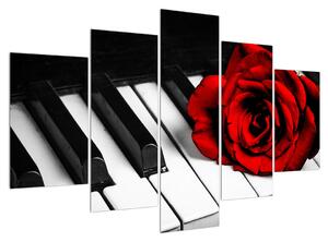 Obraz růže a klavíru (150x105 cm)