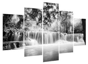 Černobílý obraz vodopádů (150x105 cm)
