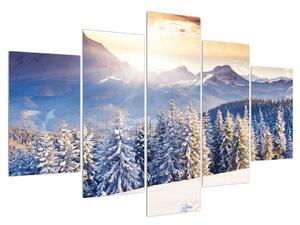 Zimní obraz lesní horské krajiny (150x105 cm)