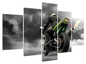 Obraz motorkáře na motorce (150x105 cm)