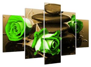 Obraz zelených růží (150x105 cm)
