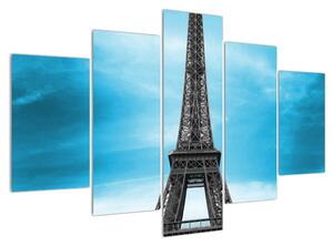Obraz Eiffelovy věže a modrého auta (150x105 cm)