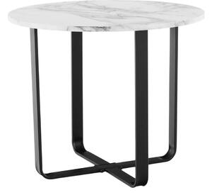 Tempo Kondela Kulatý konferenční stolek SALINO, bílý mramor/černý kov