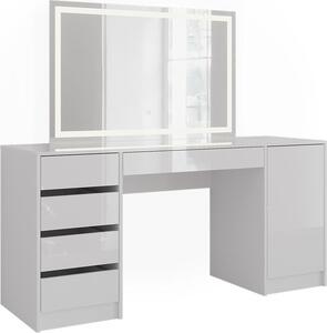 Toaletní stolek Vicco Sherry Bílá/Bílá vysoký lesk 158.2 cm se zrcadlem LED, Model 57671