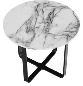 Tempo Kondela Kulatý konferenční stolek SALINO, bílý mramor/černý kov