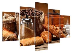 Obraz croissantů a kávy (150x105 cm)