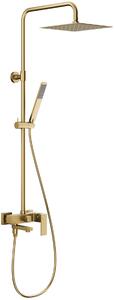 KFA Armatura Logon Brushed Light Gold vanová sada se sprchou na stěnu s dešťovou sprchou zlatá 5136-925-39