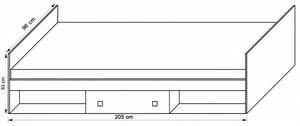 Jednolůžková postel 90 cm Torton T20 (s roštem a úl. prostorem). 606158