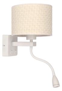 Nástěnná lampa se čtecím ramenem POLO - 1xE27, 40W + LED 2W, 3200K (teplá bílá), bílá / krémová