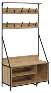 Kovový stojan na oblečení Artisanový dub 100 x 41 x 184 cm