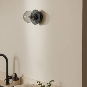 Globen Lighting Nástěnné světlo ART DECO, černá/šedá Ø 16 cm IP44, stmívatelný, Hliník / šedá / zinek, Obývací pokoj / jídelna, Sklo, Moderní