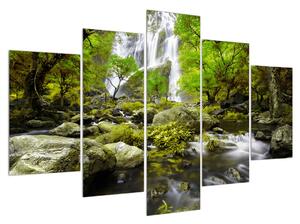 Obraz lesní krajiny s potokem (150x105 cm)