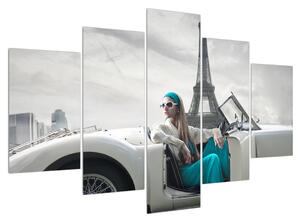 Obraz ženy a Eiffelovy věže (150x105 cm)