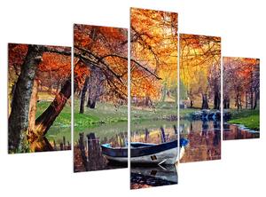 Podzimní obraz loďky (150x105 cm)