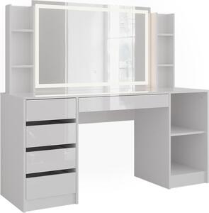 Toaletní stolek Vicco Sherry Bílá/Bílá vysoký lesk 158.2 cm se zrcadlem LED, Model 57656