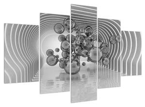 Abstraktní černobílý obraz - bubliny (150x105 cm)
