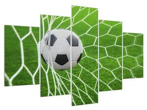 Obraz fotbalového míče v síti (150x105 cm)
