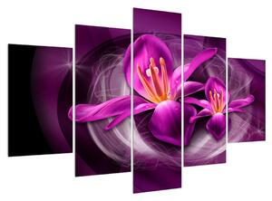 Moderní fialový obraz květů (150x105 cm)