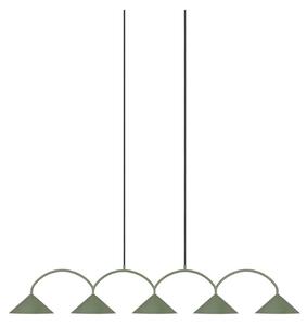 Globen Lighting závěsné světlo CURVE 5, zelené, 5 ramen, 165 cm, stmívatelný, Zelená, Obývací pokoj / jídelna, kov, Vintage
