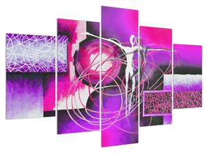 Abstraktní obraz fialových tanečníků (150x105 cm)