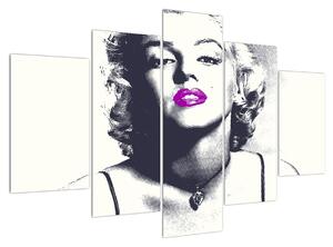 Obraz Marilyn Monroe s fialovými rty (150x105 cm)