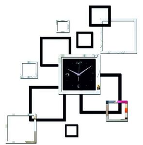 Moderní nalepovací hodiny černé XL Stylesa IA209S 50 x 50 cm