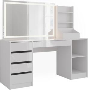 Toaletní stolek Vicco Sherry Bílá/Bílá vysoký lesk 158.2 cm se zrcadlem LED, Model 57658