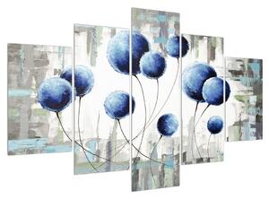Abstraktní obraz - modré balónky (150x105 cm)