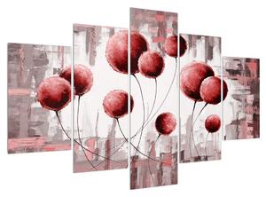 Abstraktní obraz - červené balónky (150x105 cm)