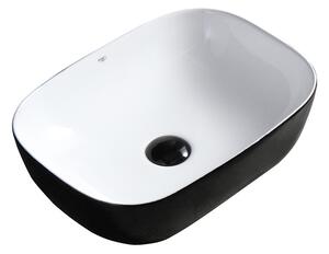 BPS-koupelny Keramické umyvadlo na desku HYD-MO-BL-WH-455 45,5x32,5 cm, bílé/černé