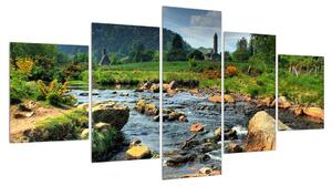 Obraz horské krajiny s řekou (150x80 cm)