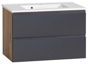 SKŘÍŇKA S UMYVADLEM, šedá, dub wotan, 80 cm Held - Koupelnové série, Online Only