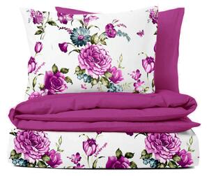 Ervi bavlněné povlečení oboustranné - Fialové květy/fuchsia