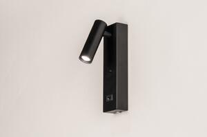 Nástěnné LED svítidlo do ložnice s vypínačem a USB zásuvkou Master Black (LMD)